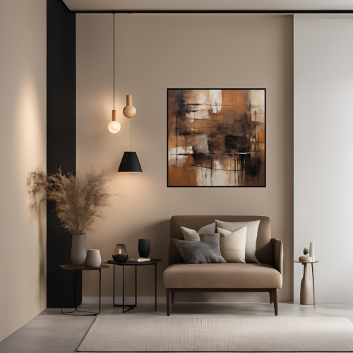 لوحة طباعة تجريدية خرائط الذاكرة الخفيّة