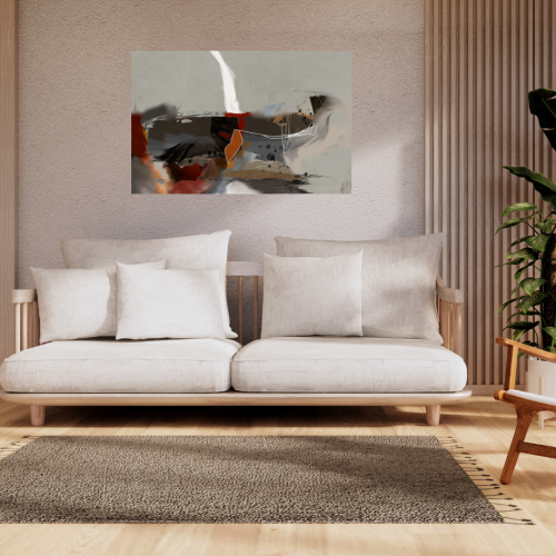 لوحة طباعة طولية تجريدية فاخرة