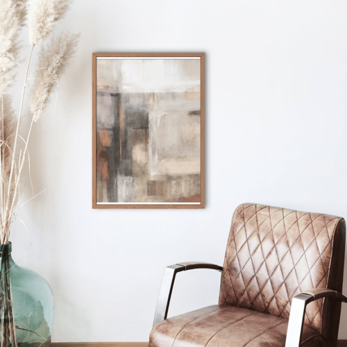 لوحة طباعة طولية تجريدية انعكاسات ضبابية