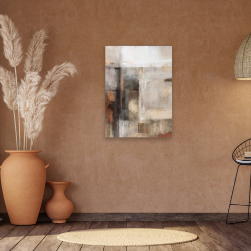 لوحة طباعة طولية تجريدية انعكاسات ضبابية