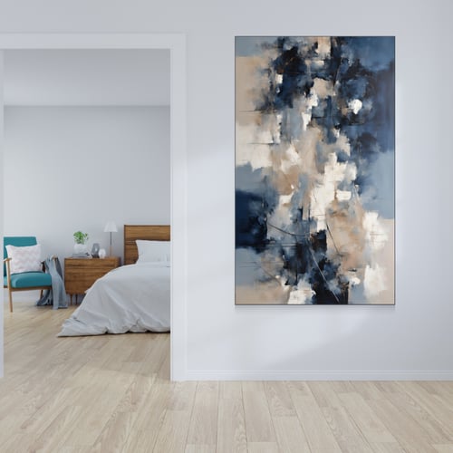 لوحة درجات الازرق طباعة تجريدية