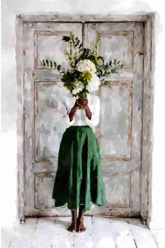 لوحة طباعة طولية زهور السلام