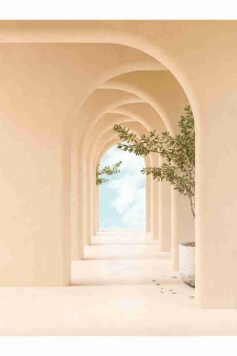 لوحة طباعة طولية أروقة هادئة