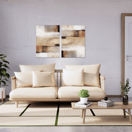 لوحة طباعة طولية تجريدية طبقات لونية