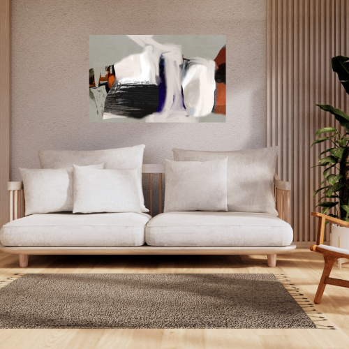 لوحة طباعة طولية تجريدية غامضة