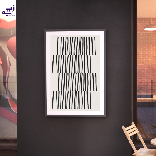 لوحة طباعة طولية تجريدية إيقاع الخطوط