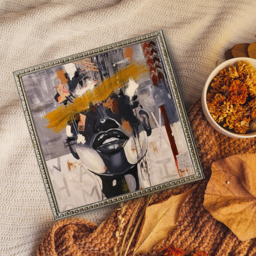 لوحة طباعة طولية تجريدية فنية