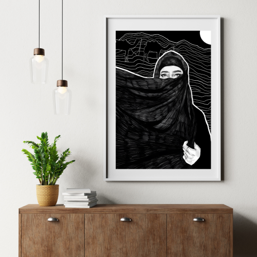 لوحة طباعة طولية عيون الصحراء