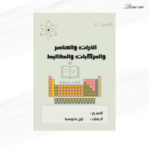 مطوية علوم اول متوسط ( الذرات والعناصر والجدول الد...
