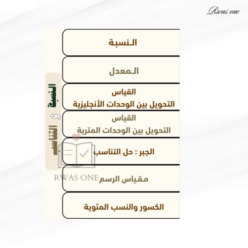 مطوية رياضيات اول متوسط ( النسبة والتناسب