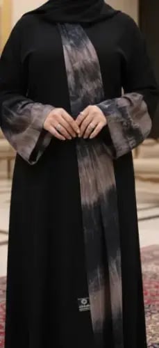 Black abaya fabric bridge with a fabric insert, Tifa style, without a zipper
