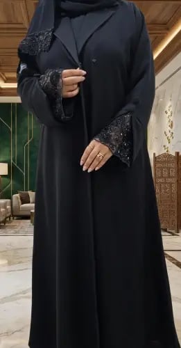 Black abaya fabric internet with cost of Baled and the headscarf
