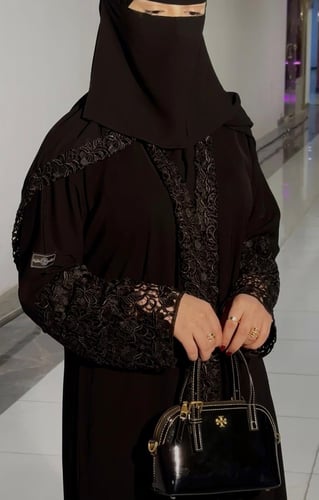 Luxury black abaya with elegant lace embroidery