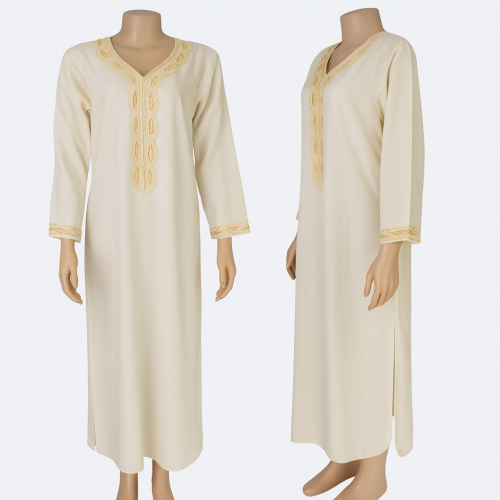 جلابية طويلة مغربية بتطريز فاخر