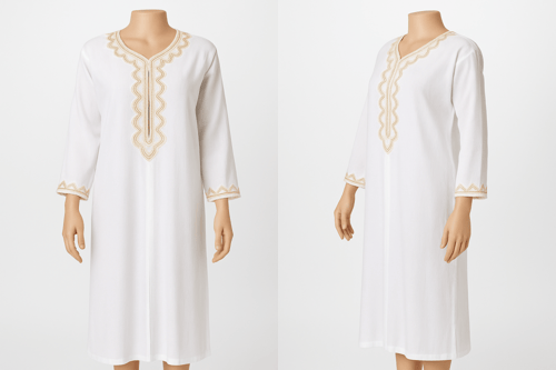 جلابية مغربي طويلة بتطريز تقليدي