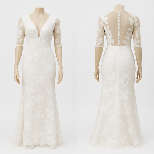 فستان سهرة طويل ناعم شيفون مزخرف بالورود