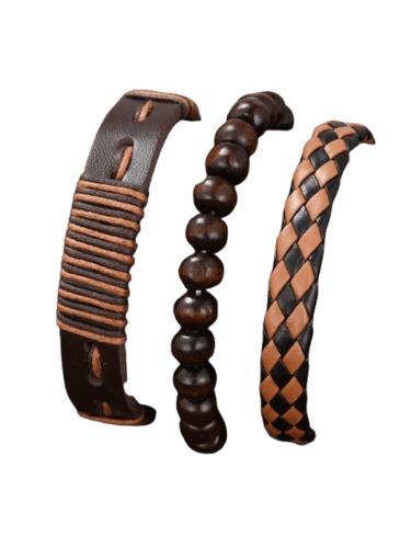 مجموعة ساعة وسوار 2023 للرجال بحزام جلدي