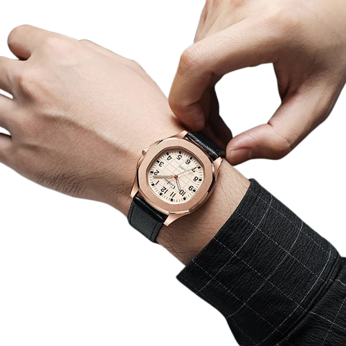 ساعة يد بسوار جلدي للرجال