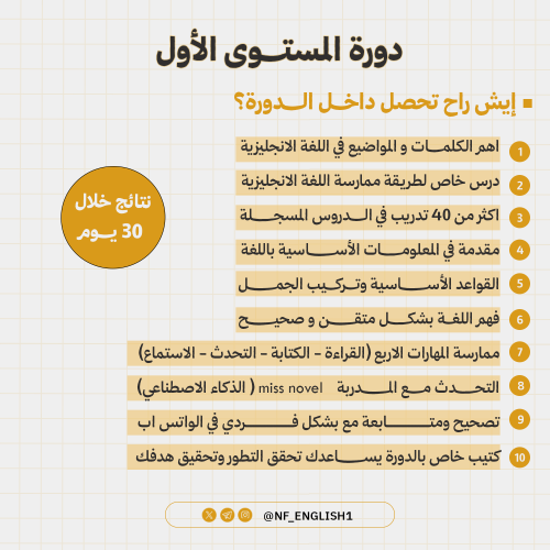 دورة المستوى الاول | Level One