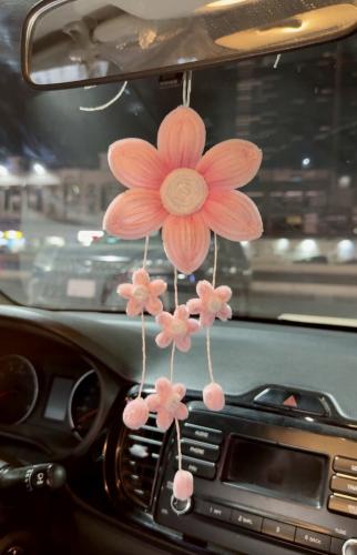 Pink flower car pendant