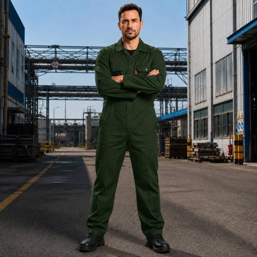 Olive Green Maintenance Coverall - 100% Cotton, 240 GSM - Durable Men's Workwear