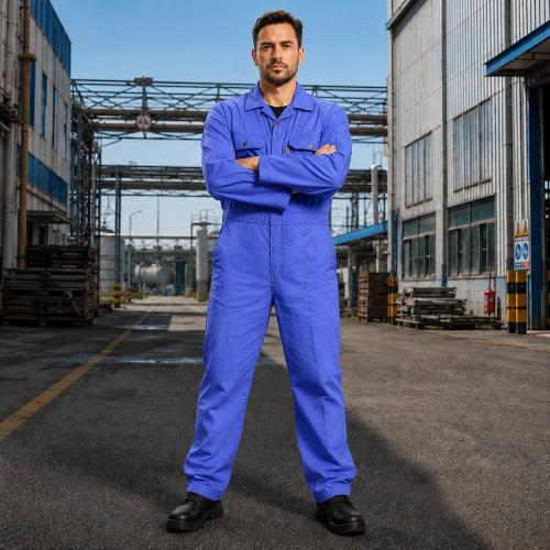 Blue Maintenance Coverall - 100% Cotton, 240 GSM - Durable Men's Workwear