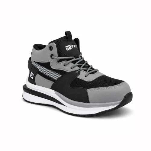 Comfortable grey safety shoes by SIPRO, designed to reduce fatigue.