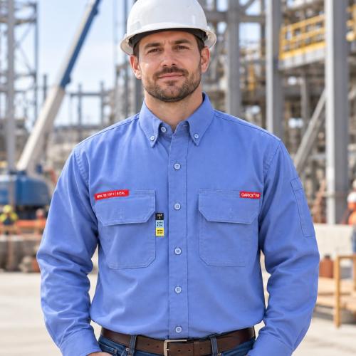 New Saudi Electricity Company Uniform – GAIROX Blue FRC CAT 2 Shirt, 8 CAL