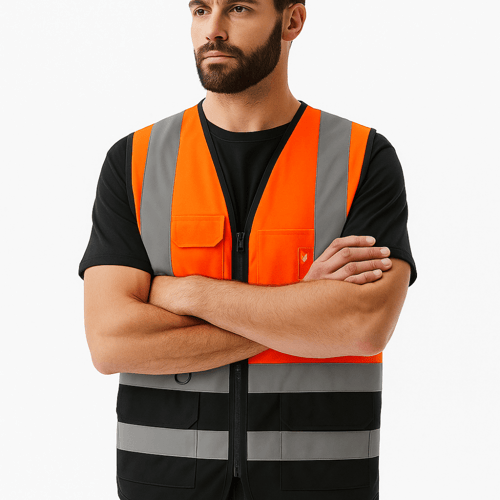 سترة سلامة عاكسة ( ملابس السلامة ) 3 جيوب وحامل كا...