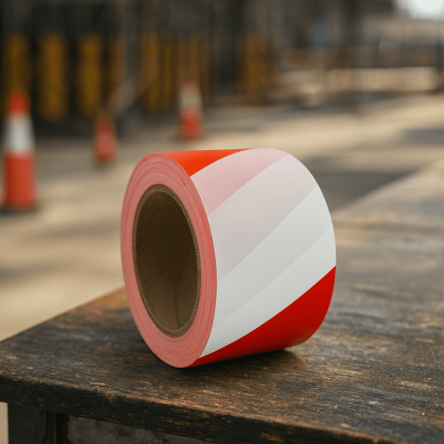 شريط تحذيري أبيض أحمر مقاس 3 بوصة × 200 ياردة