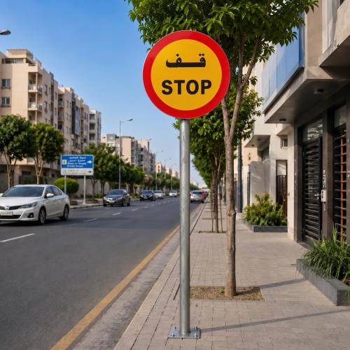 عمود لوحات إرشادية 1.5 متر حديد مجلفن مع قاعدة مرب...