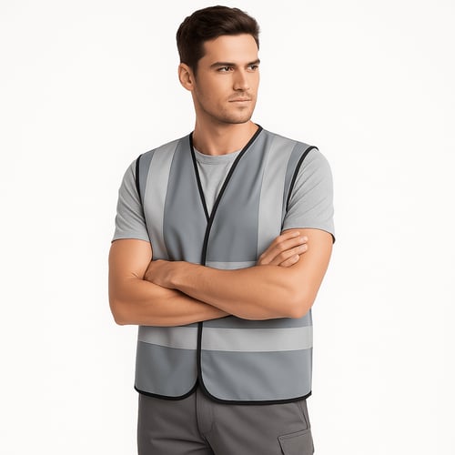 سترة سلامة عاكسة ( ملابس السلامة ) لون رصاصي وشريط...