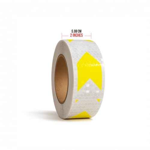 شريط تحذيري لاصق وعاكس للضوء Yellow Arrows White R...
