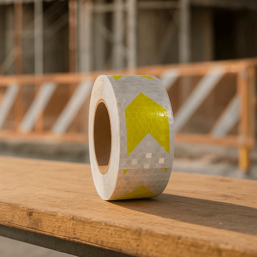 شريط تحذيري لاصق وعاكس للضوء Yellow Arrows White R...