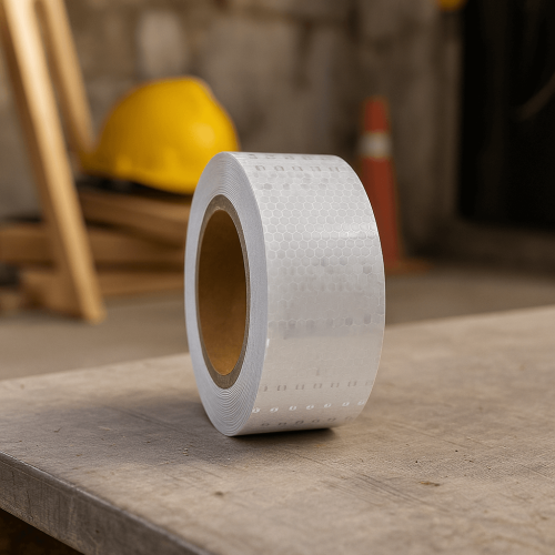 شريط تحذيري لاصق وعاكس للضوء White Reflective Tape...