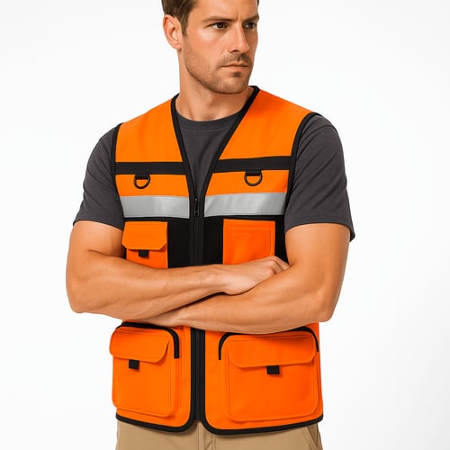 سترة سلامة شبكية ( ملابس السلامة ) 5 جيوب وحامل كا...