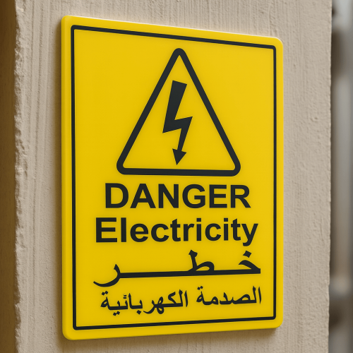 لوحة خطر الصدمة الكهربية - بلاستيكية 20×25 سمك 2.5...