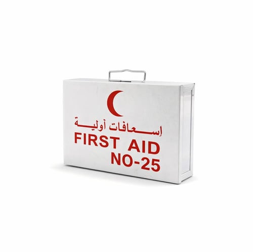 شنطة اسعافات اولية ( علبة معدنية ) 25 شخص مقاس 27...
