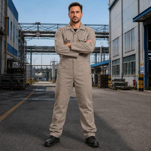 Gray Maintenance Coverall - 100% Cotton, 240 GSM - Durable Men's Workwear
