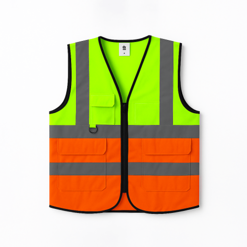 سترة سلامة عاكسة ( ملابس السلامة ) 3 جيوب - برتقال...