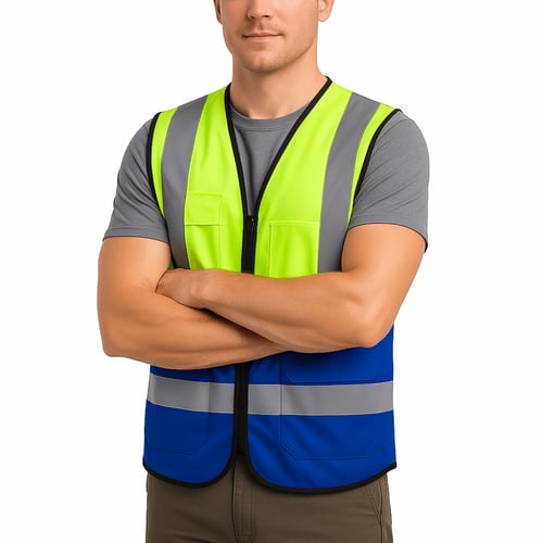 سترة سلامة عاكسة ( ملابس السلامة ) 3 جيوب وحامل كا...