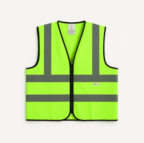 سترة سلامة عاكسة ( ملابس السلامة ) لون فسفوري وشري...