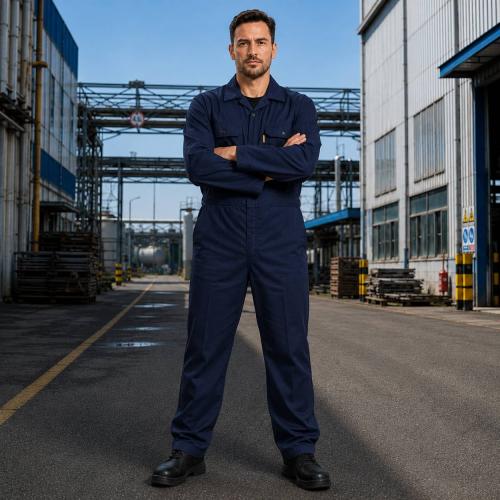Navy Blue Maintenance Coverall - 100% Cotton, 240 GSM - Durable Men's Workwear