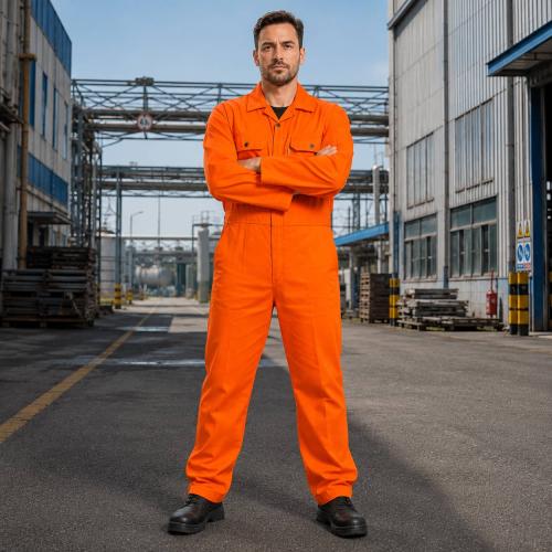 Orange Maintenance Coverall - 100% Cotton, 240 GSM - Durable Men's Workwear