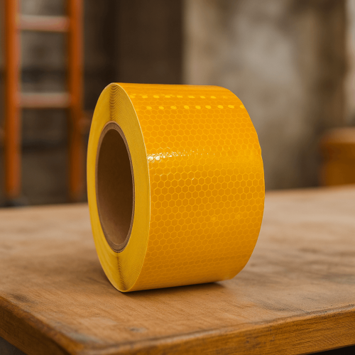 شريط تحذيري لاصق وعاكس للضوء Yellow Reflective Tap...