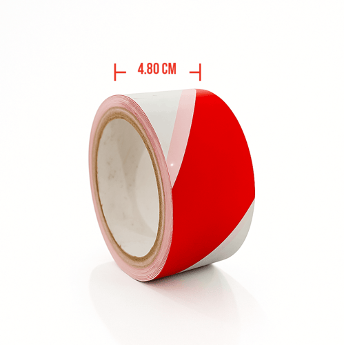 شريط تحذيري لاصق أحمر أبيض مقاس 5 سم × 25 متر