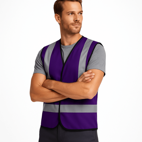 سترة سلامة عاكسة ( ملابس السلامة ) لون بنفسجي وشري...