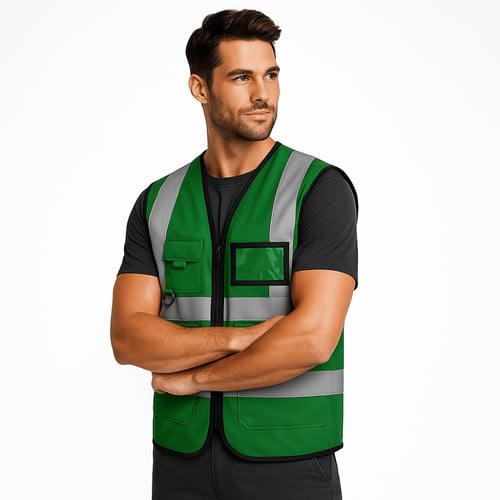 سترة سلامة عاكسة ( ملابس السلامة ) 3 جيوب وحامل كا...