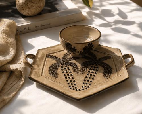 Pottery Plate with Bowl