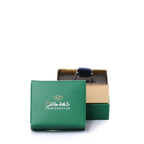 خاتم فضة شنكار مربع كحلي عيار 925 أسترليني